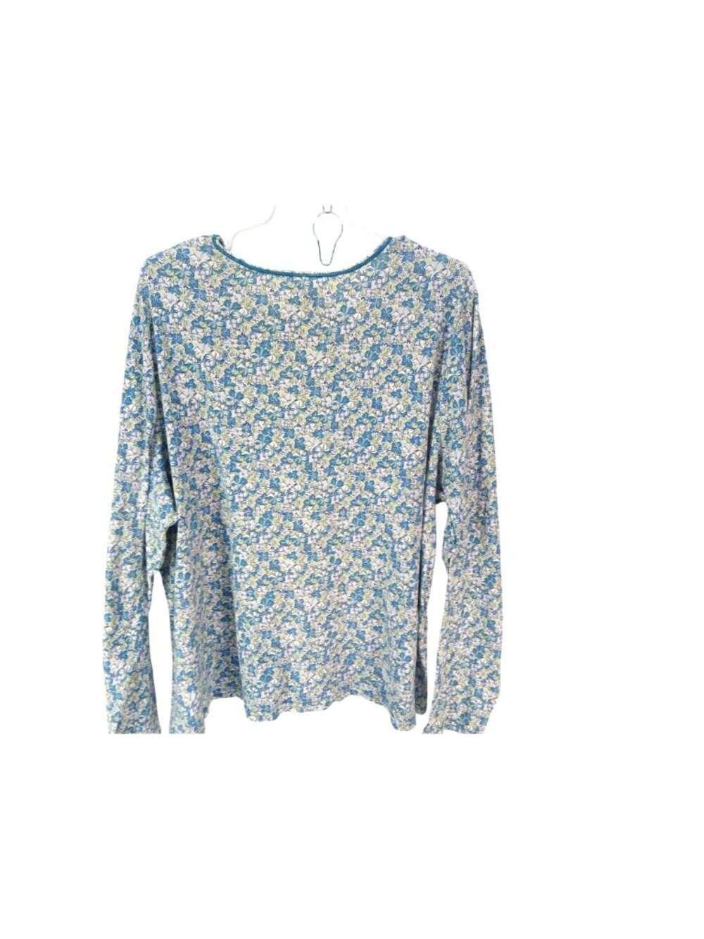 L.L. Bean Womens 3X Plus Floral Long Sleeve Tops 100% Cotton Pink Blue Scoop - Picture 8 of 10